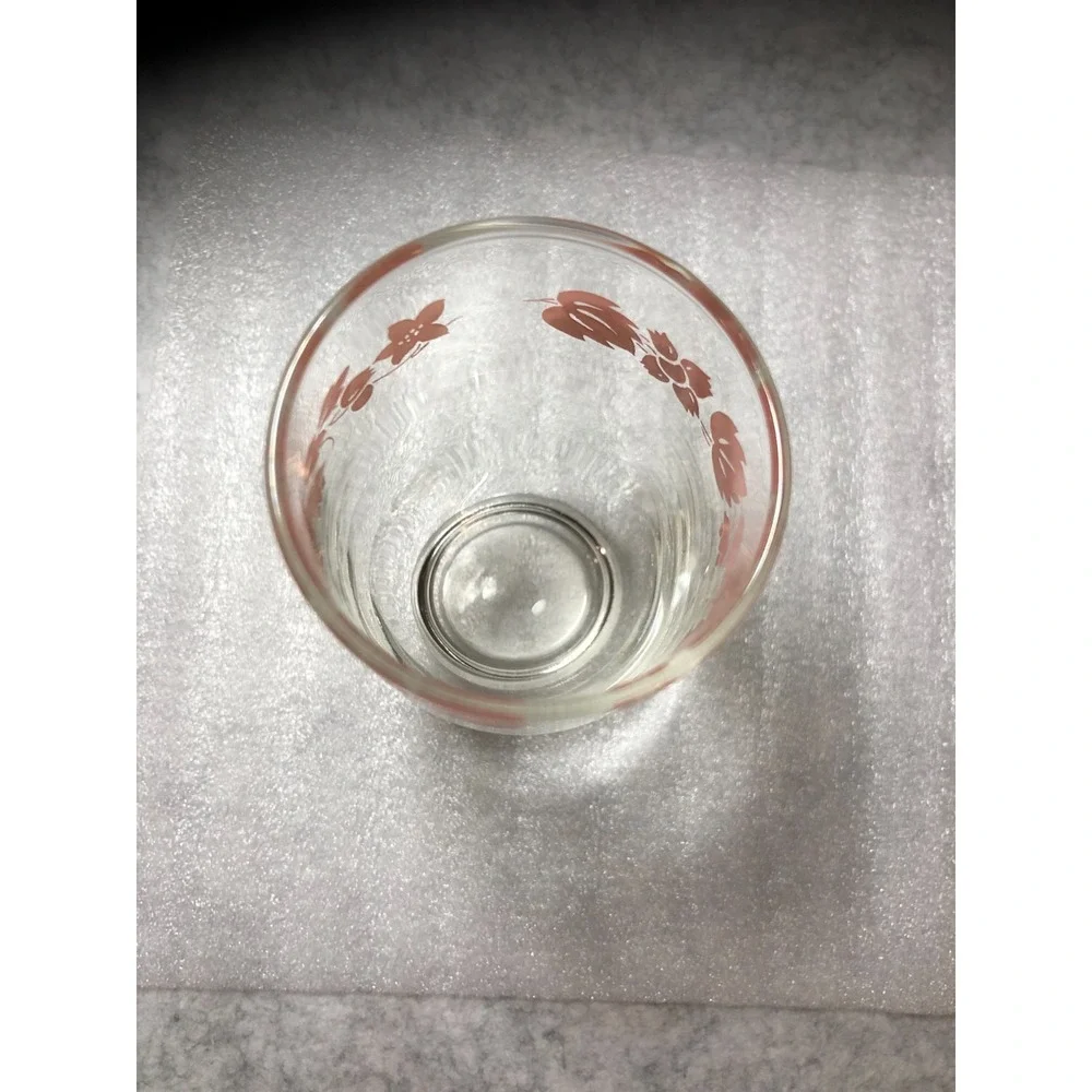 1 ~Vintage Pink Gooseberry Clear Footed Tumbler 4.5